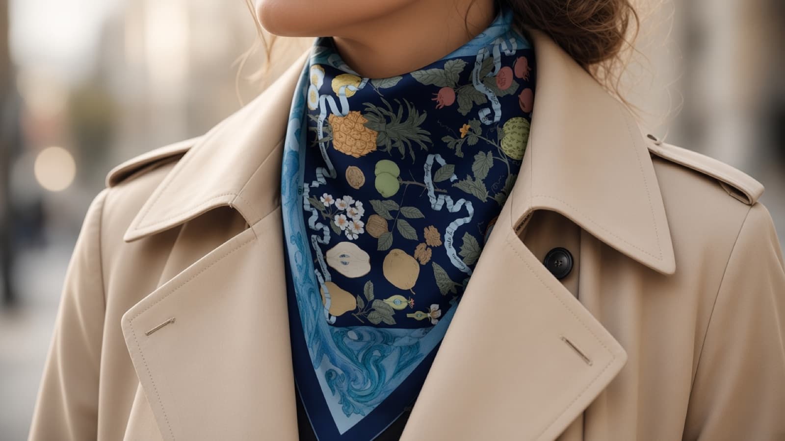 How to Wear a Silk Scarf with a Trench Coat