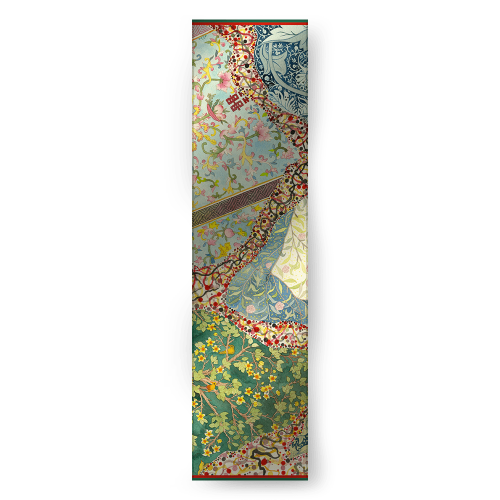 Arboreal Reverie 1 - Long Silk Scarf & Shawl | Hand-Painted Mulberry Silk Wrap - luxury long silk scarf | hand-painted mulberry silk scarf