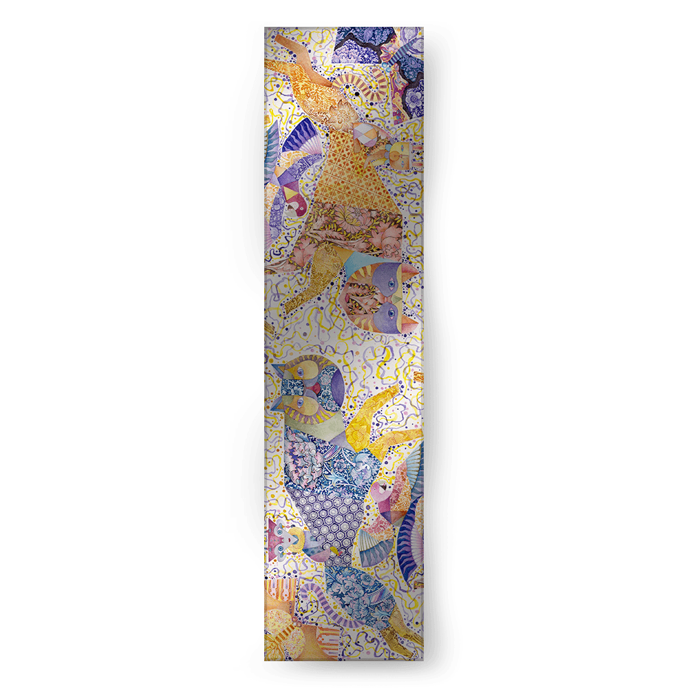 Feline Fantasy - Long Silk Scarf & Shawl | Hand-Painted Mulberry Silk Wrap - luxury long silk scarf | hand-painted mulberry silk scarf