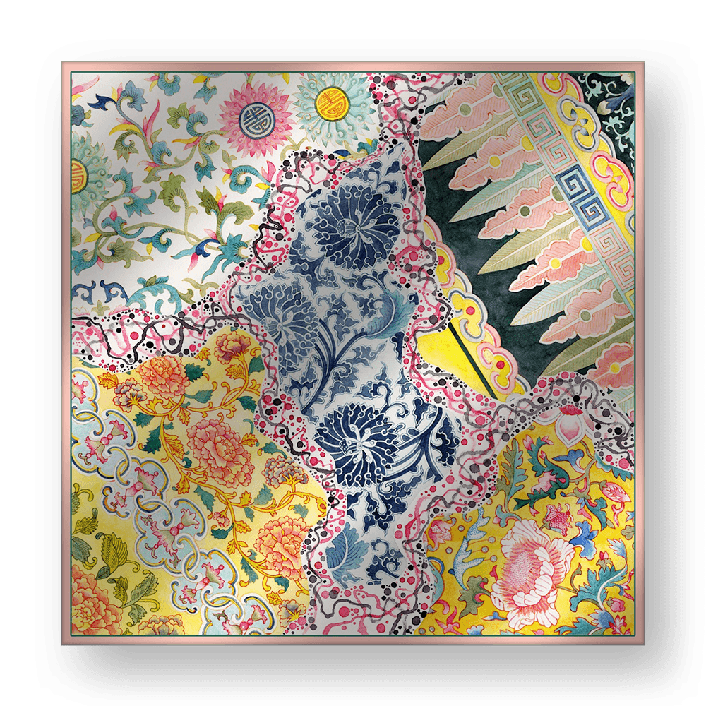 Vibrant Harmony - Hand-Painted Square Silk Scarf | 100% Mulberry Silk Head Wrap